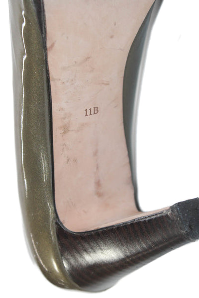 Cole Haan Womens Patent Leather Slip On Heels Green Size 11