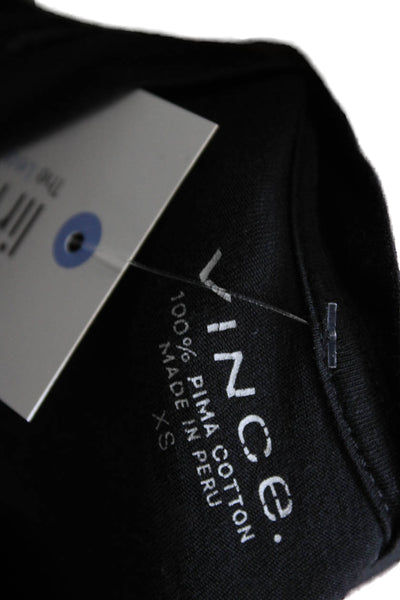 Vince Women Basic Long Sleeve Crew Neck T-Shirt Black Size XS
