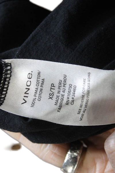 Vince Women Basic Long Sleeve Crew Neck T-Shirt Black Size XS