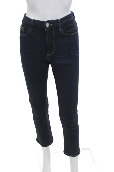 Frame Womens Cropped Skinny Dark Blue Jeans Size 27