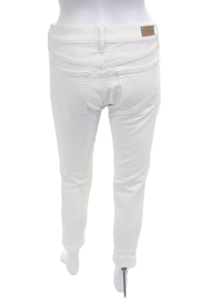 Polo Ralph Lauren Women Ankle Skinny Jeans White Mid Rise Button Size 27