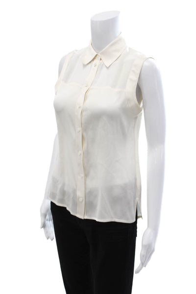 Rachel Zoe Womens Collared Sleeveless Button Up Silk Blend Blouse Size 2