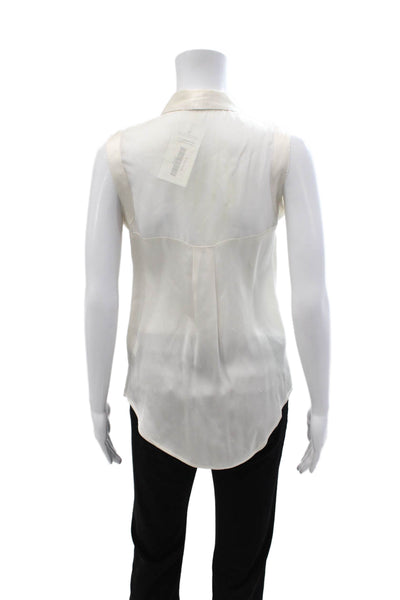 Rachel Zoe Womens Collared Sleeveless Button Up Silk Blend Blouse Size 2