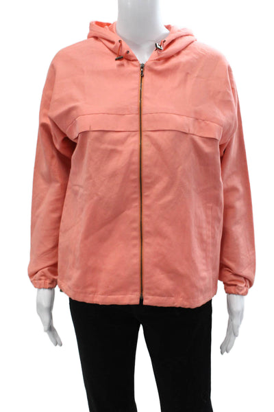 A.P.C. Womens Pink Anorak Windbreaker Drawstring Linen Cotton Size 6