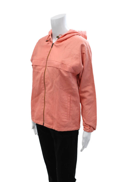 A.P.C. Womens Pink Anorak Windbreaker Drawstring Linen Cotton Size 6