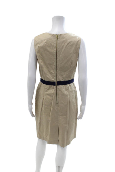 Milly Women Sheath Beige Sleeveless Knee Length Buckle Dress Size 8