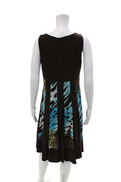 Frank Lyman Womens A-Line Fit & Flare Dress Brown V-Neck Sleeveless Size 10