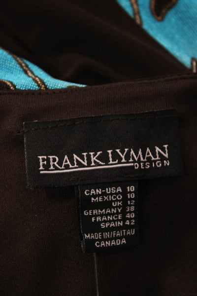 Frank Lyman Womens A-Line Fit & Flare Dress Brown V-Neck Sleeveless Size 10