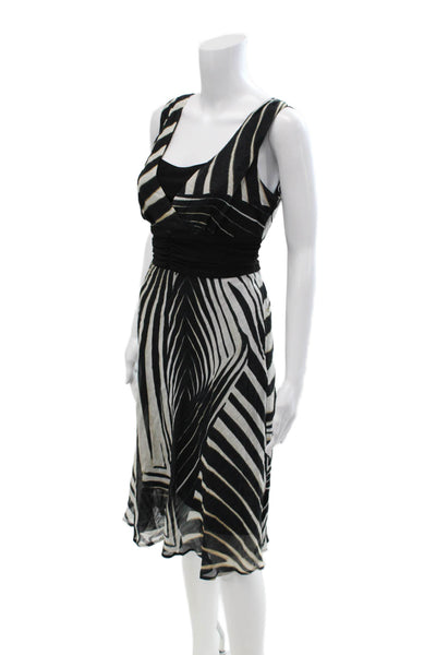 Frank Lyman Women Fit & Flare Wrap Dress Black Zebra V-Neck Sleeveless Size 10