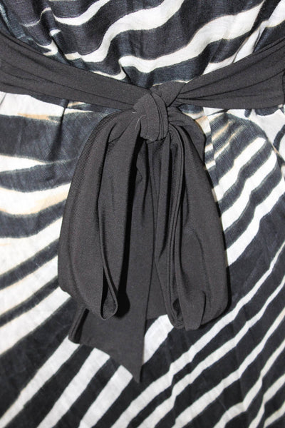 Frank Lyman Women Fit & Flare Wrap Dress Black Zebra V-Neck Sleeveless Size 10