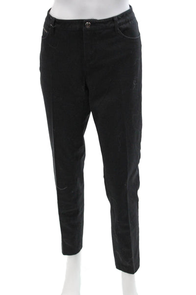 Ecru Women Ankle Cropped Pants Black Button Size 6