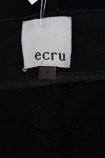 Ecru Women Ankle Cropped Pants Black Button Size 6