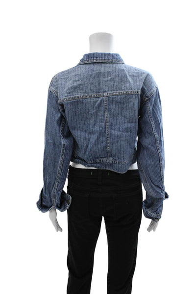 Joie Womens Striped Cotton Collared Button Long Sleeve Jacket Blue 90s Size XS