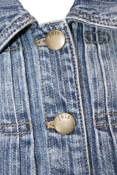 Joie Womens Striped Cotton Collared Button Long Sleeve Jacket Blue 90s Size XS