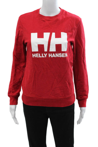 Helly Hansen Womens Pullover Sweatshirt Red Crew Neck Organic Cotton Size XS