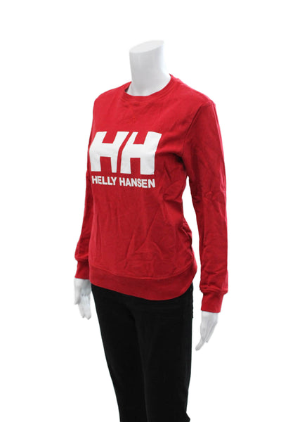Helly Hansen Womens Pullover Sweatshirt Red Crew Neck Organic Cotton Size XS