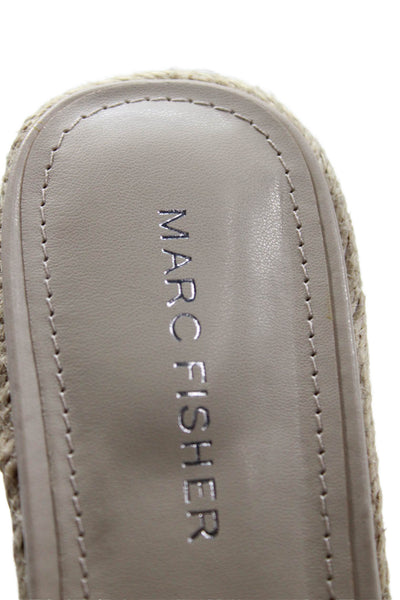 Marc Fisher Womens Striped Print Platform Slip-On Sandals Beige Size 7