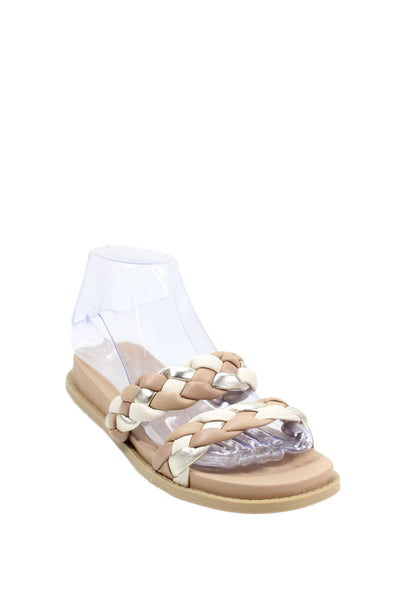 Dolce Vita Womens Braided Strap Slip-On Flat Sandals Beige Size 7