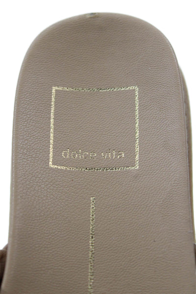 Dolce Vita Womens Braided Strap Slip-On Flat Sandals Beige Size 7