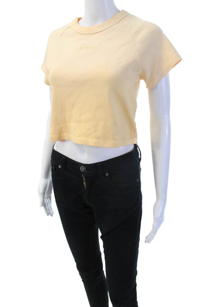 Madhappy Women Cropped T-Shirt Beige Cotton Short Sleeve Size XL