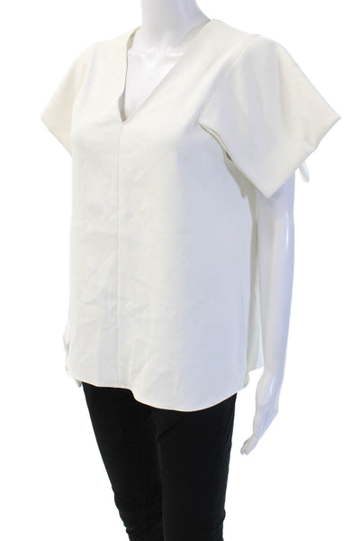 Tibi Womens White V Neck Short Sleeve Classic Blouse Size 4