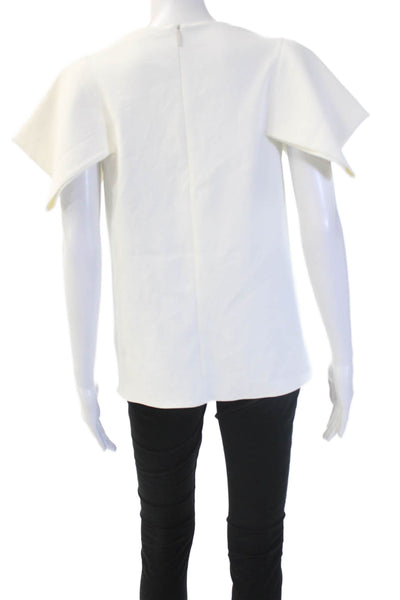 Tibi Womens White V Neck Short Sleeve Classic Blouse Size 4