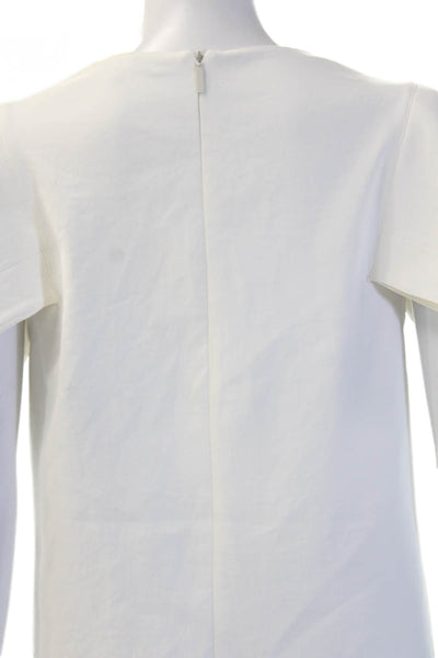 Tibi Womens White V Neck Short Sleeve Classic Blouse Size 4
