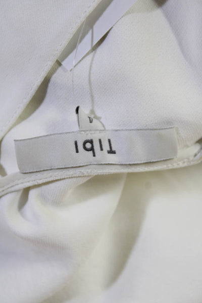 Tibi Womens White V Neck Short Sleeve Classic Blouse Size 4