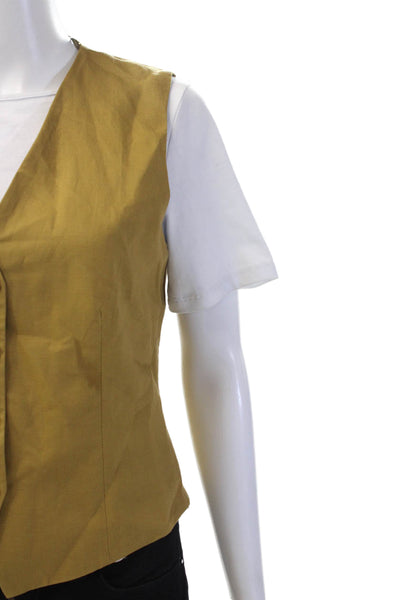 Zara Women Sleeveless V-Neck Vest Tan Lyocell Linen Size S