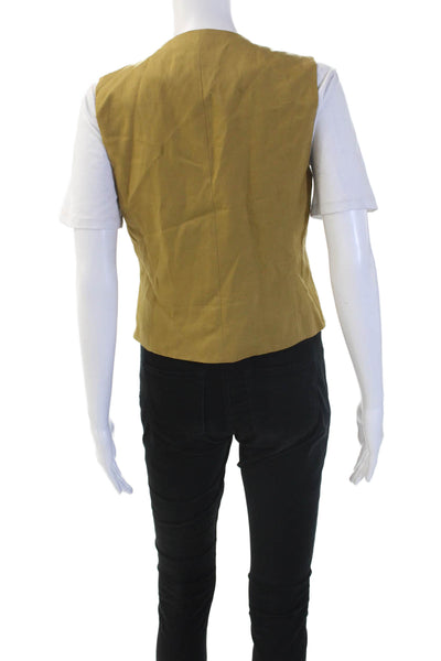 Zara Women Sleeveless V-Neck Vest Tan Lyocell Linen Size S