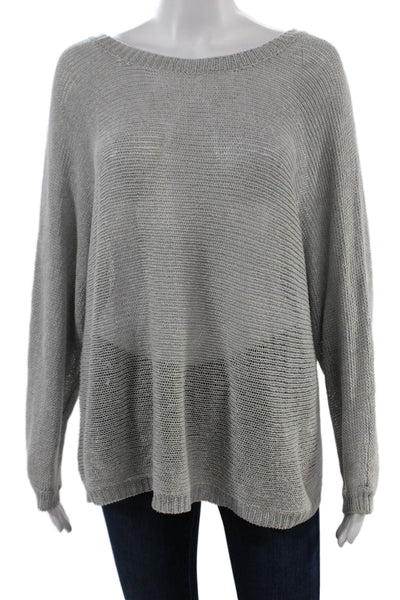Joie Unisex Pullover Gray 100% Linen Long Sleeve Round Neck Size M