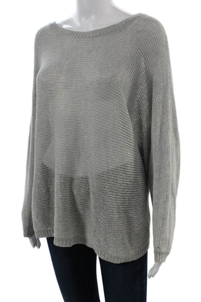 Joie Unisex Pullover Gray 100% Linen Long Sleeve Round Neck Size M