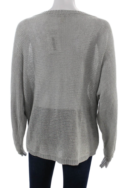 Joie Unisex Pullover Gray 100% Linen Long Sleeve Round Neck Size M