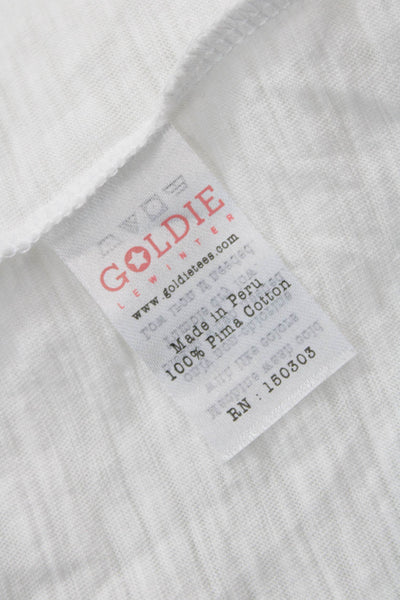 Goldie Womens White V-Neck 3/4 Sleeve Basic Blouse 100% Pima Cotton Size M