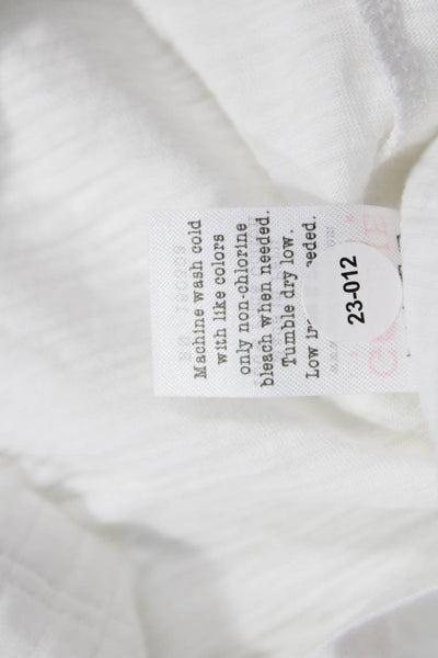 Goldie Womens White V-Neck 3/4 Sleeve Basic Blouse 100% Pima Cotton Size M