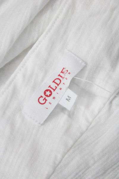 Goldie Womens White V-Neck 3/4 Sleeve Basic Blouse 100% Pima Cotton Size M