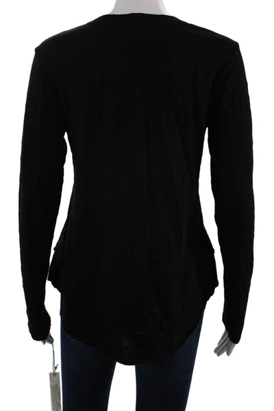 Wilt Womens Basic Black Silk Round Neck Long Sleeve T-Shirt Size XS