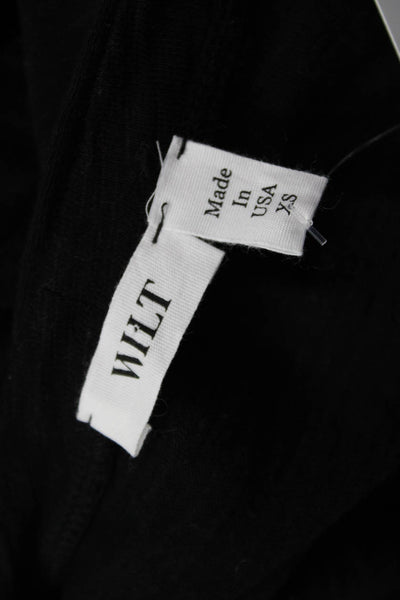 Wilt Womens Basic Black Silk Round Neck Long Sleeve T-Shirt Size XS