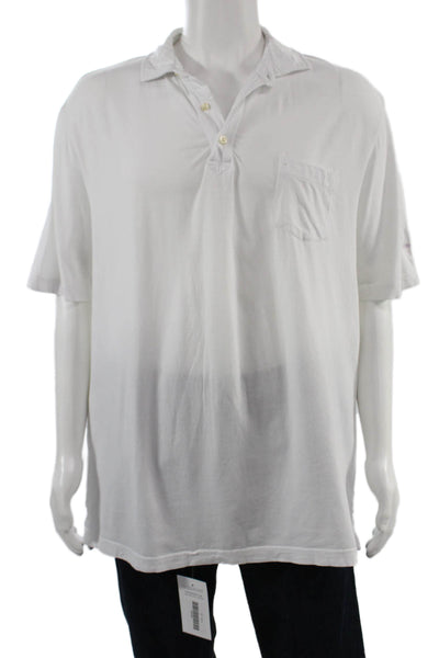 Peter Millar Mens White Polo Collared Short Sleeve 92% Cotton Stretch Size L