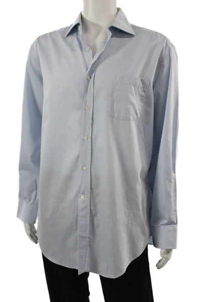 Breuer Mens Dress Shirt Light Blue Cotton Long Sleeve Point Spread Size L