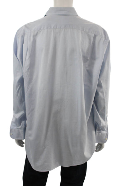 Breuer Mens Dress Shirt Light Blue Cotton Long Sleeve Point Spread Size L