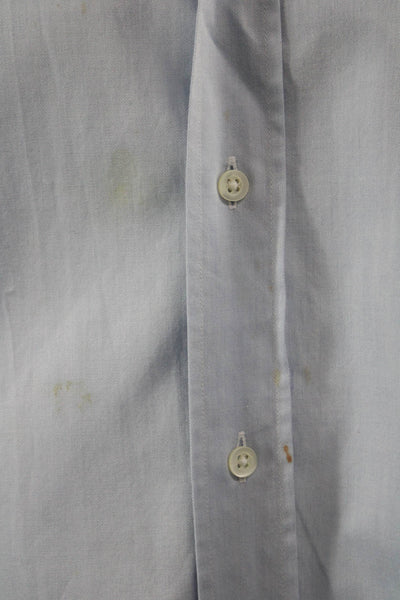 Breuer Mens Dress Shirt Light Blue Cotton Long Sleeve Point Spread Size L