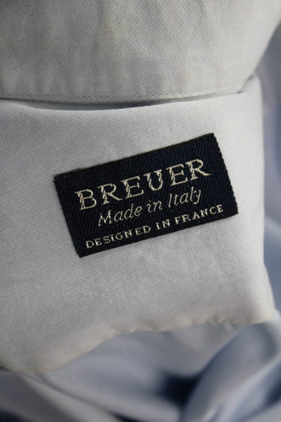Breuer Mens Dress Shirt Light Blue Cotton Long Sleeve Point Spread Size L