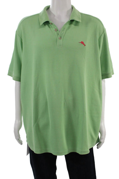 Tommy Bahama Mens Green Short Sleeve Polo Big & Tall Size 2XL