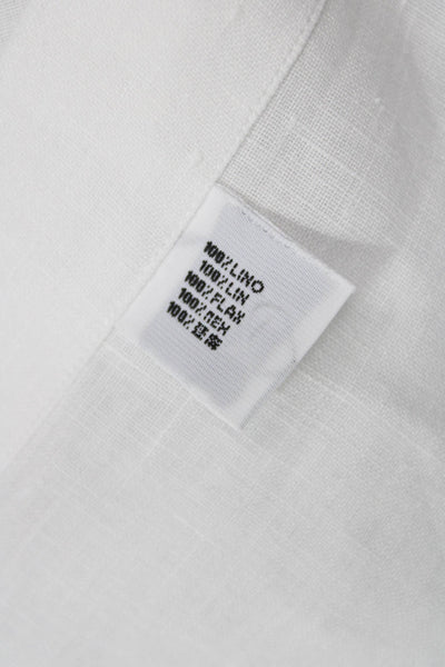 Kashani Mens Point Button-Up Linen Collared Long Sleeve White Classic Size L