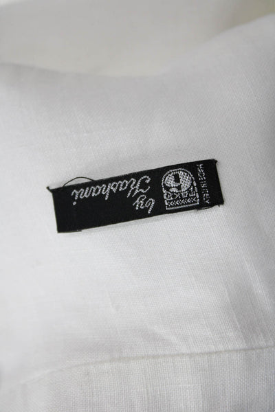 Kashani Mens Point Button-Up Linen Collared Long Sleeve White Classic Size L