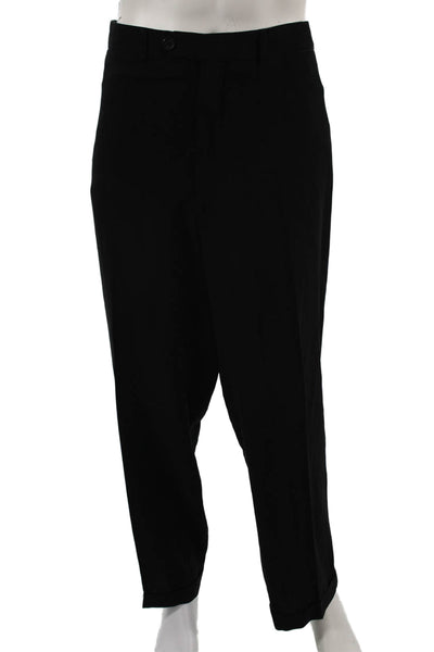 Giorgio Armani Mens Dress Pants Black Wool Blend Button Size 42