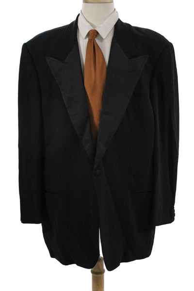 Giorgio Armani Mens Tuxedo Blazer Black Wool Button Collared Long Sleeve Size 44