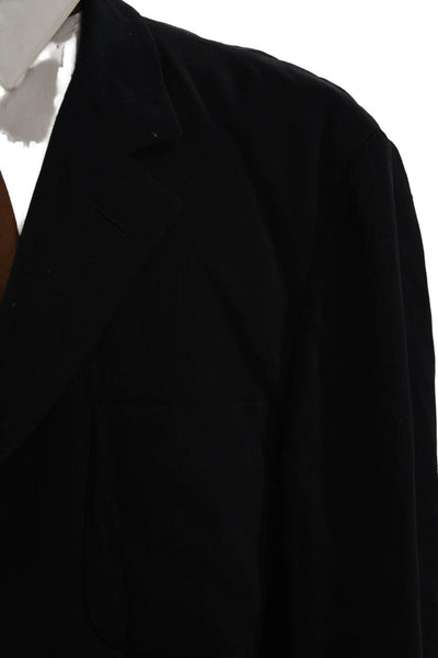 Ermenegildo Zegna Mens Dark Blue Herringbone Blazer Button Collared Size 44