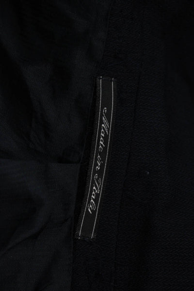 Ermenegildo Zegna Mens Dark Blue Herringbone Blazer Button Collared Size 44